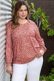 Plus Size Leopard Long Sleeve T-Shirt - Trendsi - Flyclothing LLC