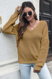 V-Neck Drop Shoulder Sweater - Trendsi - Flyclothing LLC