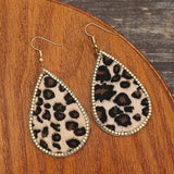 Zircon PU Leopard Teardrop Earrings - Trendsi - Flyclothing LLC