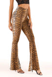 Tiger Print Flare Leg Pants - Trendsi - Flyclothing LLC