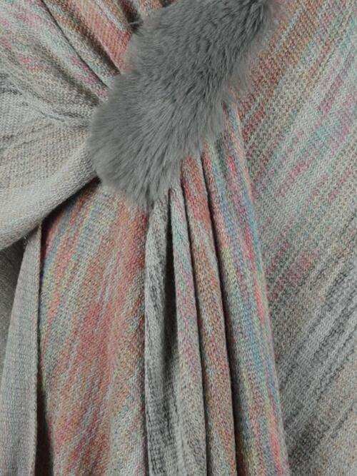 Heathered Fringe Hem Poncho - Trendsi - Flyclothing LLC