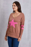 Star Scoop Neck Dropped Shoulder T-Shirt - Trendsi - Flyclothing LLC