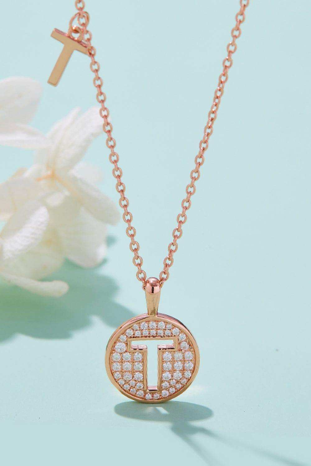 Moissanite K to T Pendant Necklace - Trendsi - Flyclothing LLC