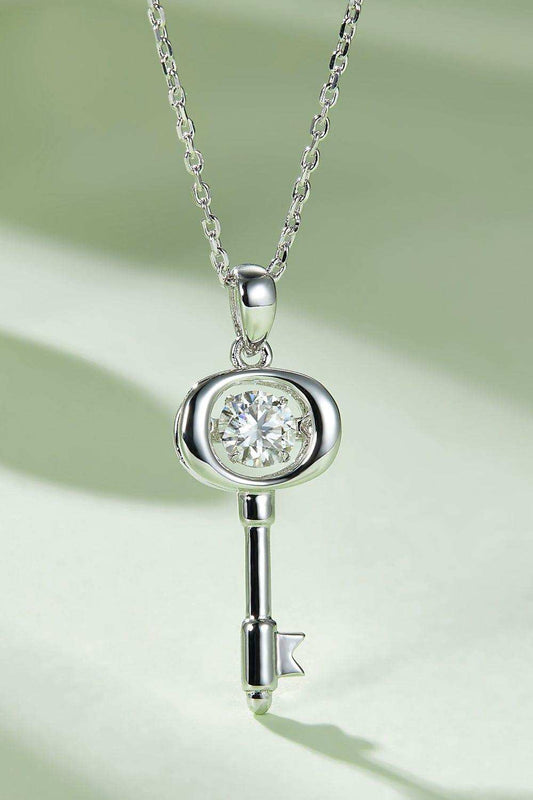 Moissanite Key Pendant Necklace - Trendsi - Flyclothing LLC
