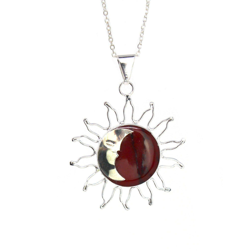 Sun and Moon Red Jasper Pendant with Chain - Artisana - Flyclothing LLC