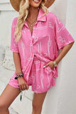 Printed Button Up Shirt and Shorts Set - Trendsi - Flyclothing LLC