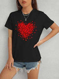 Heart Round Neck Short Sleeve T-Shirt - Trendsi - Flyclothing LLC