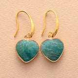 Natural Stone Heart Drop Earrings - Trendsi - Flyclothing LLC