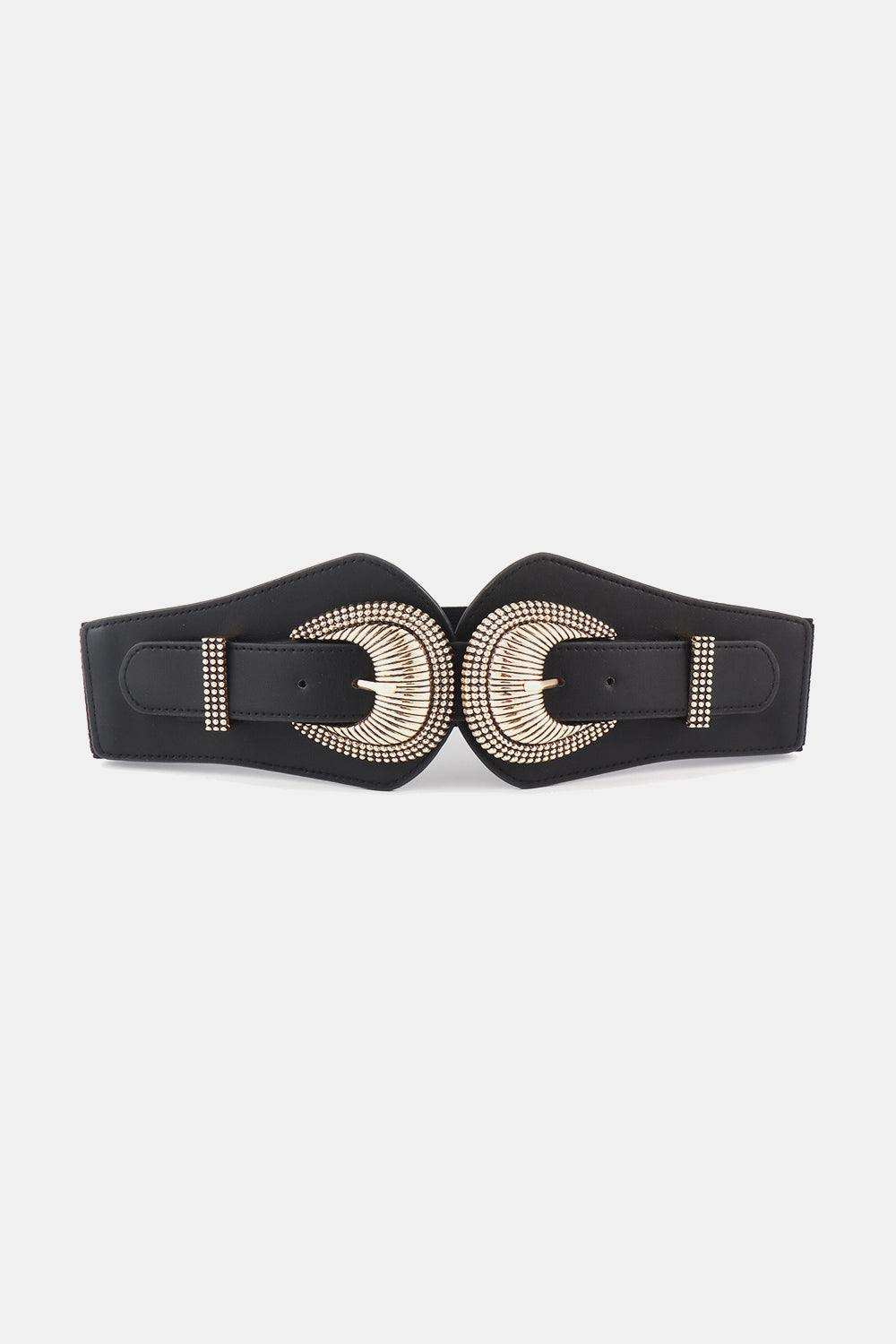 Shell Double Buckle Elastic Wide Belt - Trendsi - Flyclothing LLC