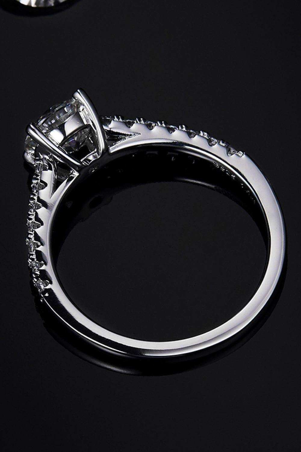 1 Carat Moissanite 925 Sterling Silver Side Stone Ring - Trendsi - Flyclothing LLC