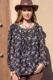 Printed Round Neck Long Sleeve Blouse - Trendsi - Flyclothing LLC