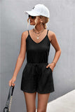 Spaghetti Strap V-Neck Pocket Romper - Trendsi - Flyclothing LLC