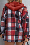 Plus Size Plaid Button Up Hooded Jacket - Trendsi - Flyclothing LLC