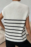 Striped Mock Neck Half Zip Sweater Vest - Trendsi - Flyclothing LLC