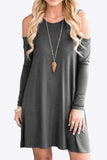 Cold-Shoulder Long Sleeve Round Neck Dress - Trendsi - Flyclothing LLC