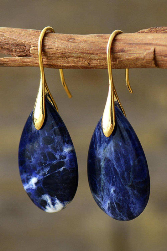 Natural Stone Teardrop Earrings - Trendsi - Flyclothing LLC