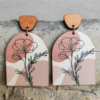 Geometrical Shape Wooden Drop Earrings - Trendsi - Flyclothing LLC