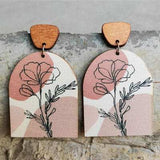 Geometrical Shape Wooden Drop Earrings - Trendsi - Flyclothing LLC