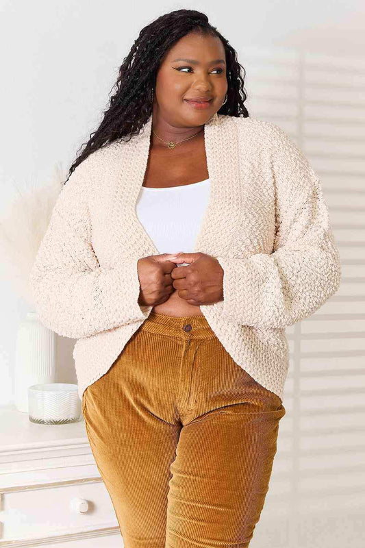 Double Take Open Front Long Sleeve Cardigan - Trendsi - Flyclothing LLC