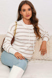Cowl Neck Drastring Dropped Shoudler Striped Print Blouse - Trendsi - Flyclothing LLC
