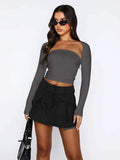 Cutout Raglan Sleeve Bolero and Tube Top - Trendsi - Flyclothing LLC