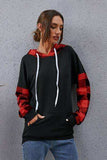 Plaid Drawstring Dropped Shoulder Hoodie - Trendsi - Flyclothing LLC