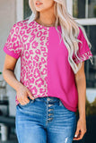 Leopard Two-Tone Round Neck Tee - Trendsi - Flyclothing LLC
