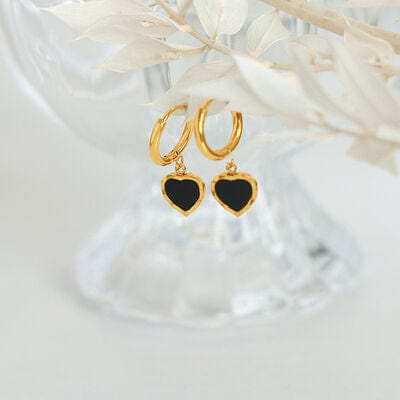 18K Gold-Plated Heart Drop Earrings - Trendsi - Flyclothing LLC