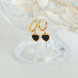 18K Gold-Plated Heart Drop Earrings - Trendsi - Flyclothing LLC