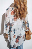Floral Three-Quarter Sleeve Open Front Cardigan - Trendsi - Flyclothing LLC