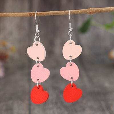 Heart Wood Dangle Earrings - Trendsi - Flyclothing LLC