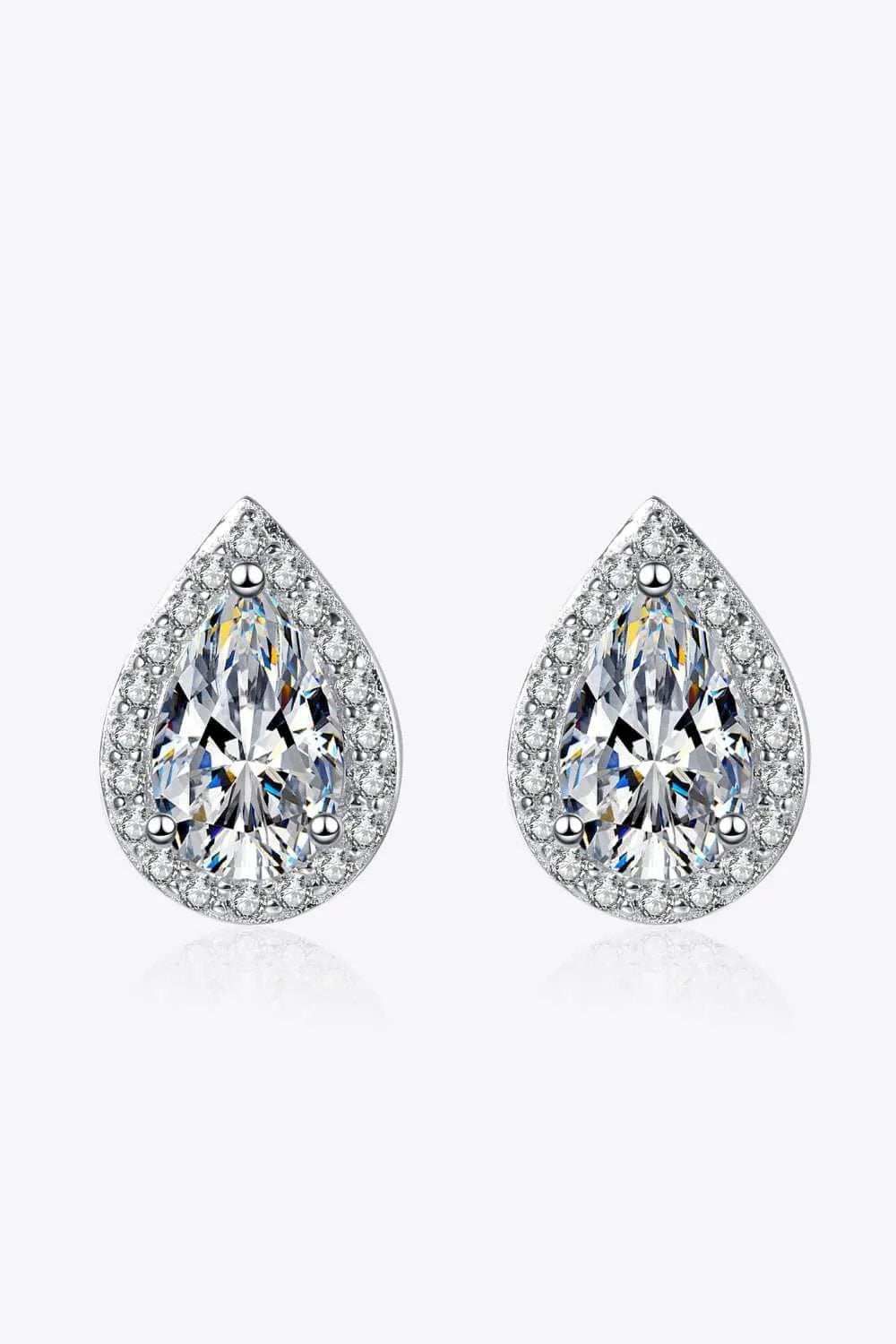 Moissanite Teardrop Stud Earrings - Trendsi - Flyclothing LLC