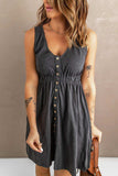 Sleeveless Button Down Mini Dress - Trendsi - Flyclothing LLC