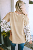 Waffle-Knit Balloon Sleeve Blouse - Trendsi - Flyclothing LLC