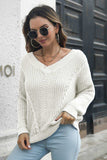 Cable-Knit V-Neck Sweater - Trendsi - Flyclothing LLC