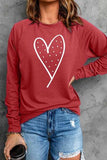 Heart Pearl Detail Round Neck Sweatshirt - Trendsi - Flyclothing LLC