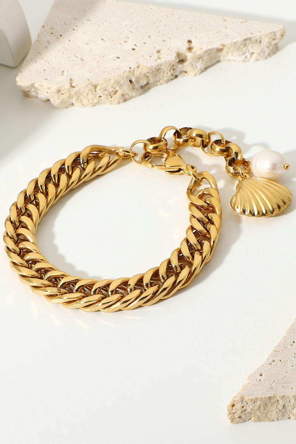 18K Gold-Plated Curb Chain Bracelet - Trendsi - Flyclothing LLC