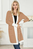 Striped Open Front Longline Cardigan - Trendsi - Flyclothing LLC
