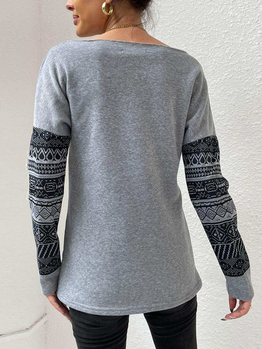 Printed Drop Shoulder Tunic Top - Trendsi - Flyclothing LLC