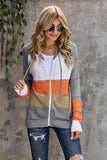 Zip-Up Raglan Sleeve Openwork Hooded Cardigan - Trendsi - Flyclothing LLC