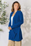 Basic Bae Full Size Ribbed Open Front Cardigan with Pockets - Trendsi - Flyclothing LLC