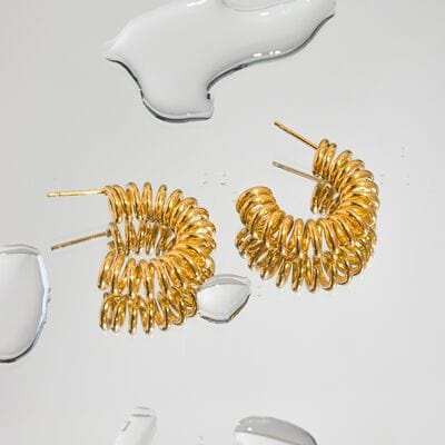 18K Gold-Plated Stainless Steel C-Hoop Earrings - Trendsi - Flyclothing LLC