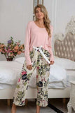 Round Neck Top and Printed Pants Lounge Set - Trendsi - Flyclothing LLC