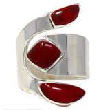 Wide Red Jasper and Silver Ring - Size 8 - Artisana - Flyclothing LLC