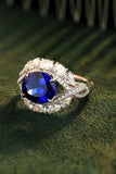 Platinum-Plated Lab-Grown Sapphire Ring - Trendsi - Flyclothing LLC