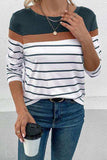 Striped Round Neck Long Sleeve T-Shirt - Trendsi - Flyclothing LLC