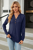 V-Neck Long Sleeve Blouse - Trendsi - Flyclothing LLC