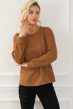 Texture Round Neck Long Sleeve Sweatshirt - Trendsi - Flyclothing LLC