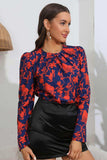 Floral Long Puff Sleeve Blouse - Trendsi - Flyclothing LLC