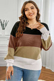 Plus Size Color Block Round Neck Sweater - Trendsi - Flyclothing LLC